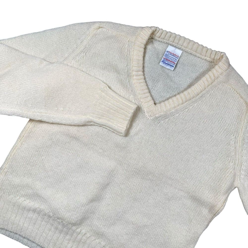 VTG Knockabouts by‎ Pendleton 100% Virgin Wool V-Neck Sweater Ivory USA MADE 40